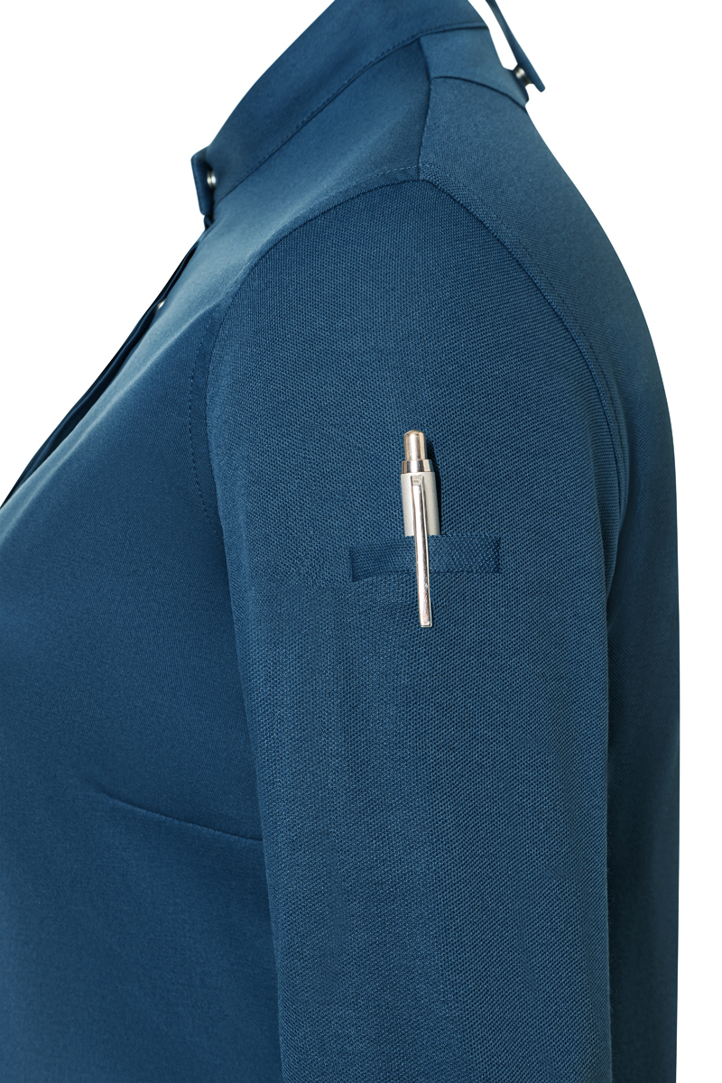 Kochjacke Damen Stahlblau – Langarm Damenkochjacke DIAMOND CUT® Avantgarde, Detailansicht