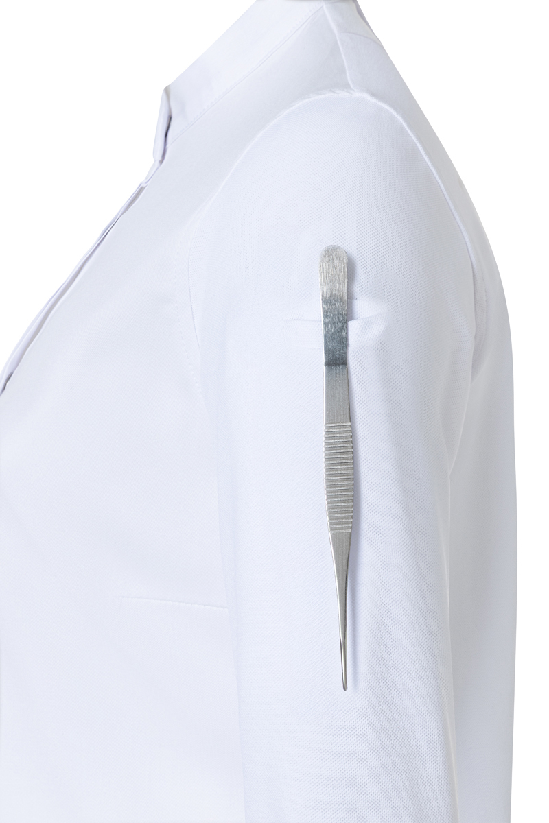 Kochjacke Damen Weiß – Langarm Damenkochjacke DIAMOND CUT® Avantgarde, Detailansicht