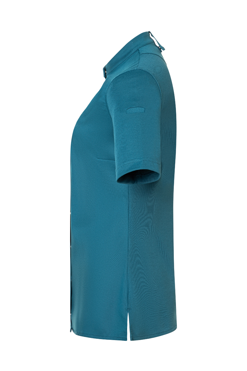 Kochjacke Damen Dunkelpetrol – Kurzarm Damenkochjacke DIAMOND CUT® Avantgarde, Detailansicht