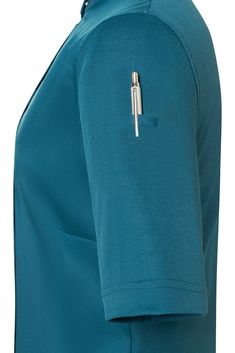 Kochjacke Damen Dunkelpetrol – Kurzarm Damenkochjacke DIAMOND CUT® Avantgarde, Detailansicht