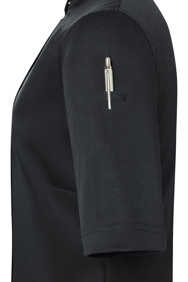 Kochjacke Damen Schwarz – Kurzarm Damenkochjacke DIAMOND CUT® Avantgarde, Detailansicht