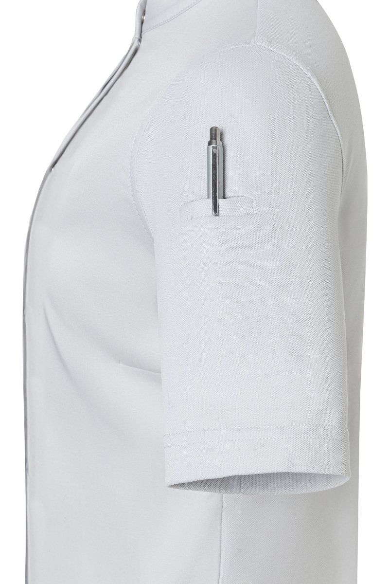 Kochjacke Damen Silbergrau – Kurzarm Damenkochjacke DIAMOND CUT® Avantgarde, Detailansicht