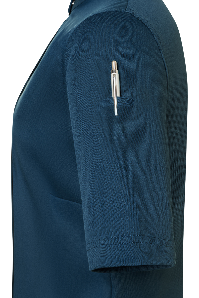 Kochjacke Damen Stahlblau – Kurzarm Damenkochjacke DIAMOND CUT® Avantgarde, Detailansicht