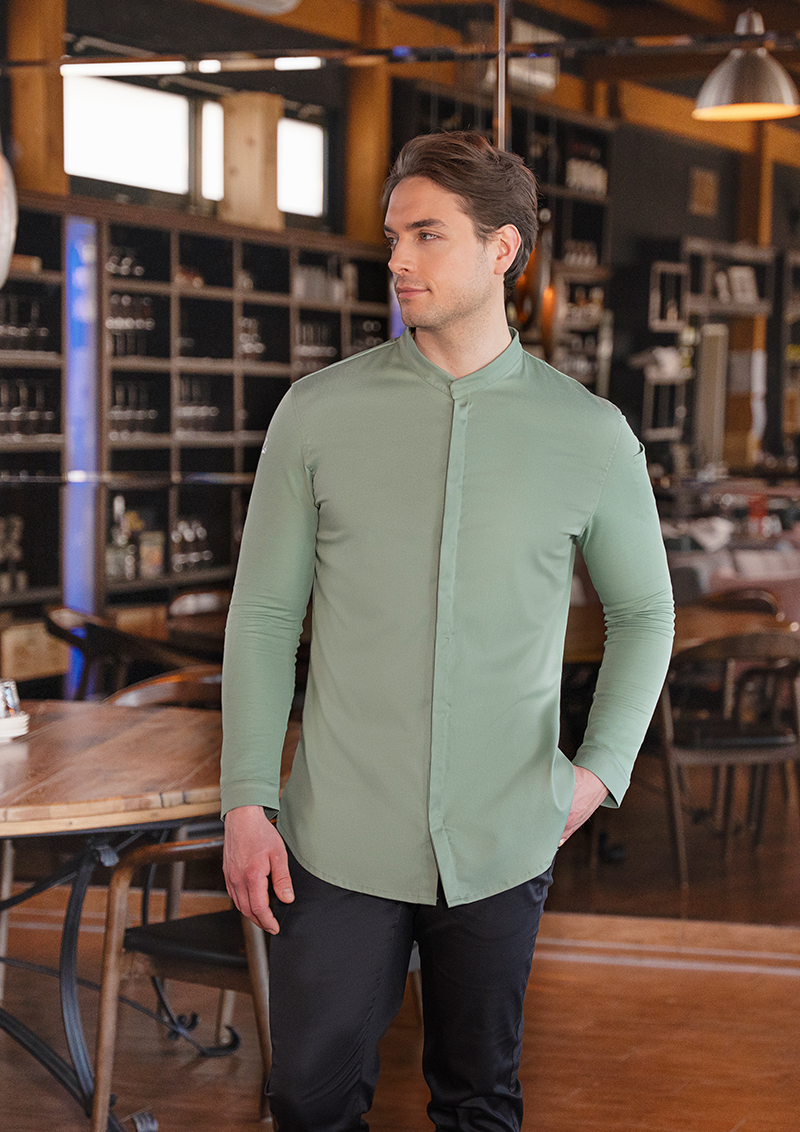 Kochjacke Herren Pastellgrün – Langarm Herrenkochjacke DIAMOND CUT® Avantgarde