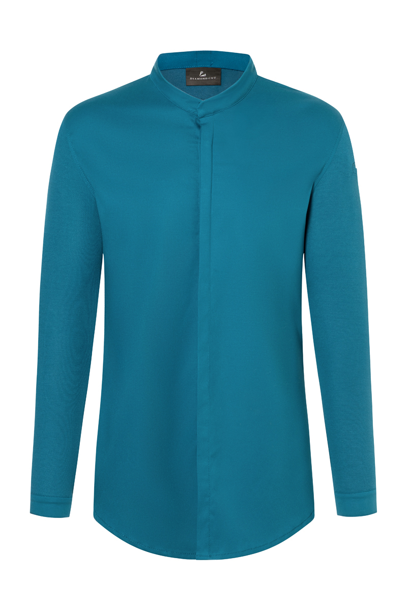 Kochjacke Herren Dunkelpetrol – Langarm Herrenkochjacke DIAMOND CUT® Avantgarde, Detailansicht