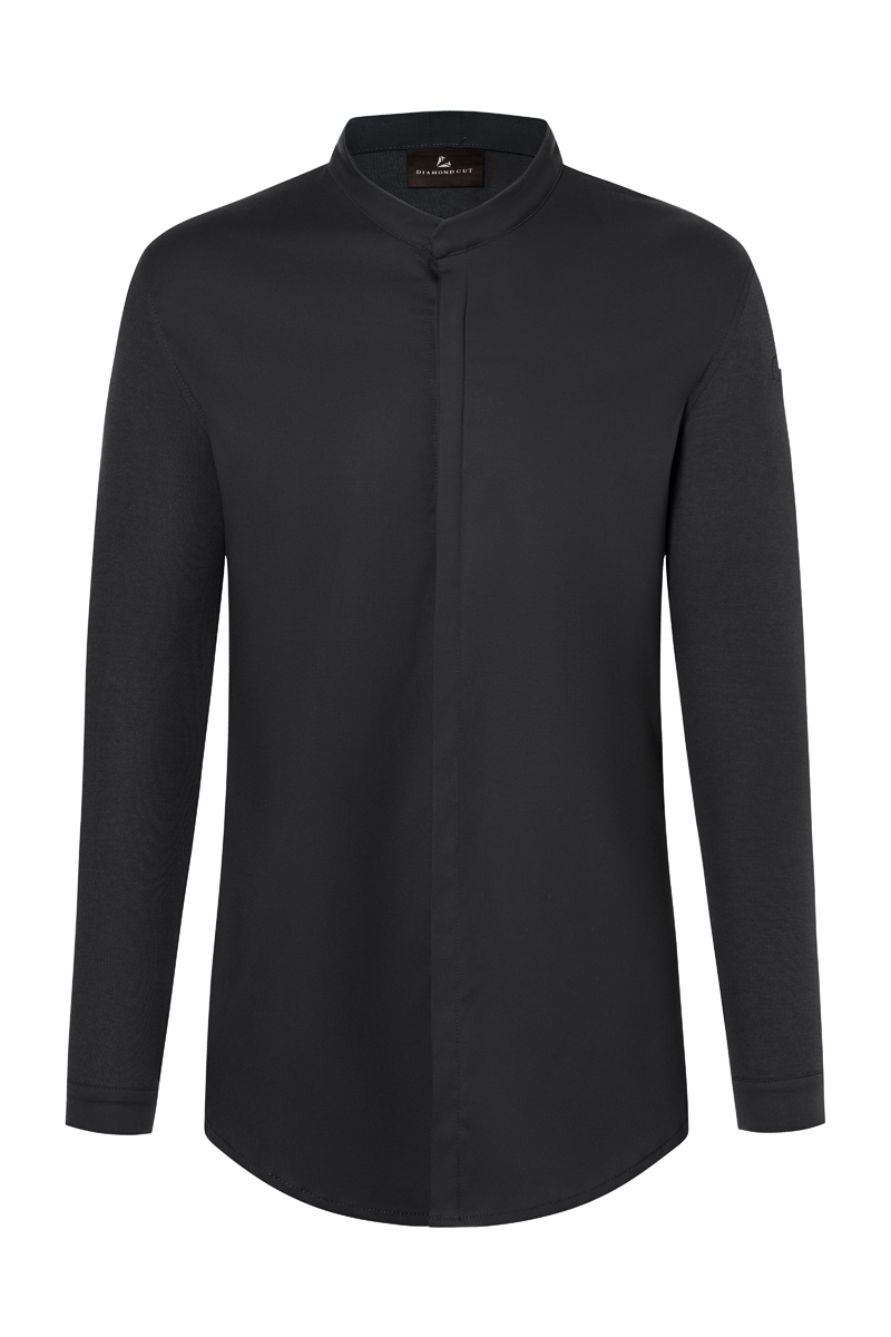 Kochjacke Herren Schwarz – Langarm Herrenkochjacke DIAMOND CUT® Avantgarde, Detailansicht