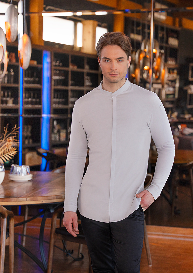 Kochjacke Herren Silbergrau – Langarm Herrenkochjacke DIAMOND CUT® Avantgarde
