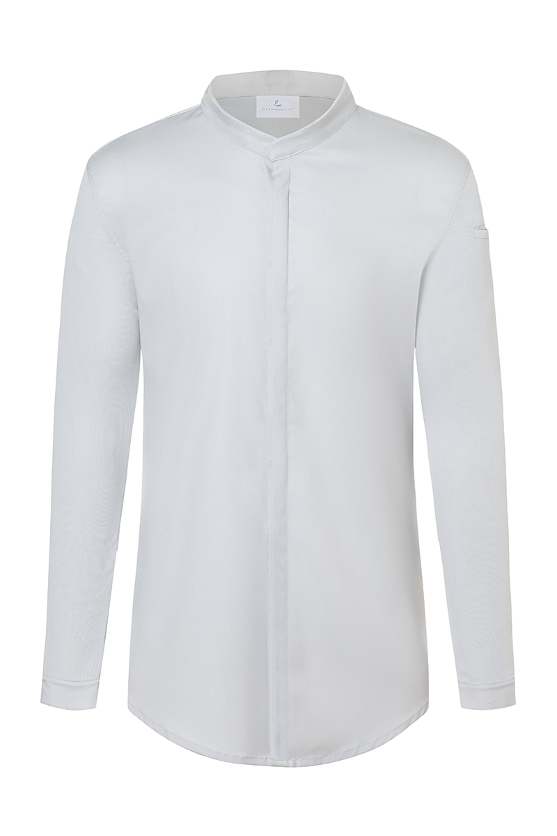 Kochjacke Herren Silbergrau – Langarm Herrenkochjacke DIAMOND CUT® Avantgarde, Detailansicht