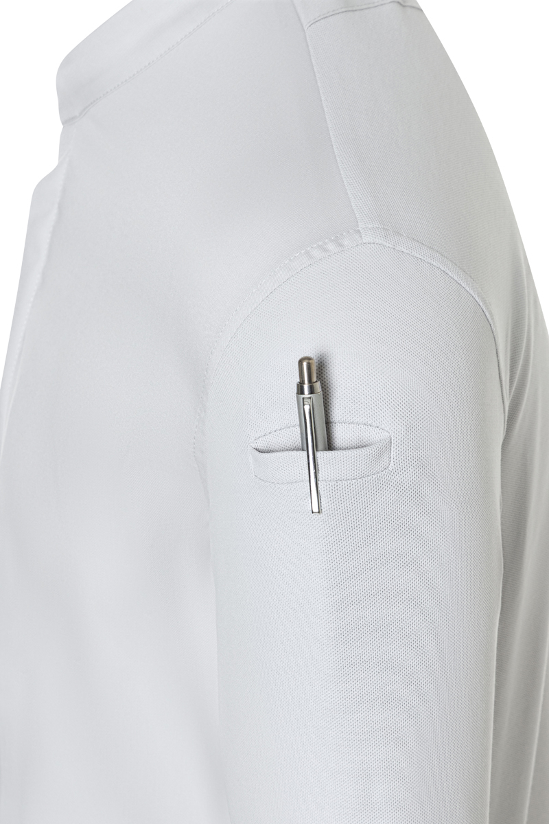 Kochjacke Herren Silbergrau – Langarm Herrenkochjacke DIAMOND CUT® Avantgarde, Detailansicht