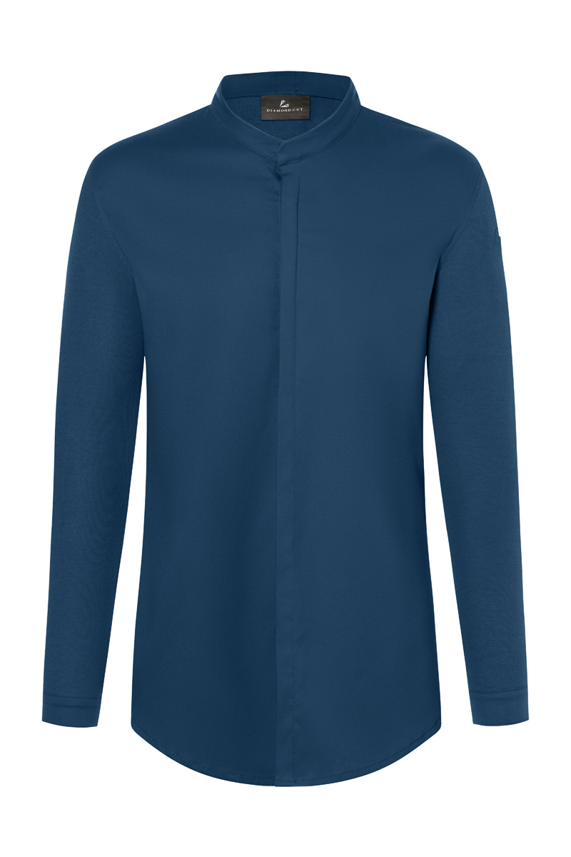 Kochjacke Herren Stahlblau – Langarm Herrenkochjacke DIAMOND CUT® Avantgarde, Detailansicht