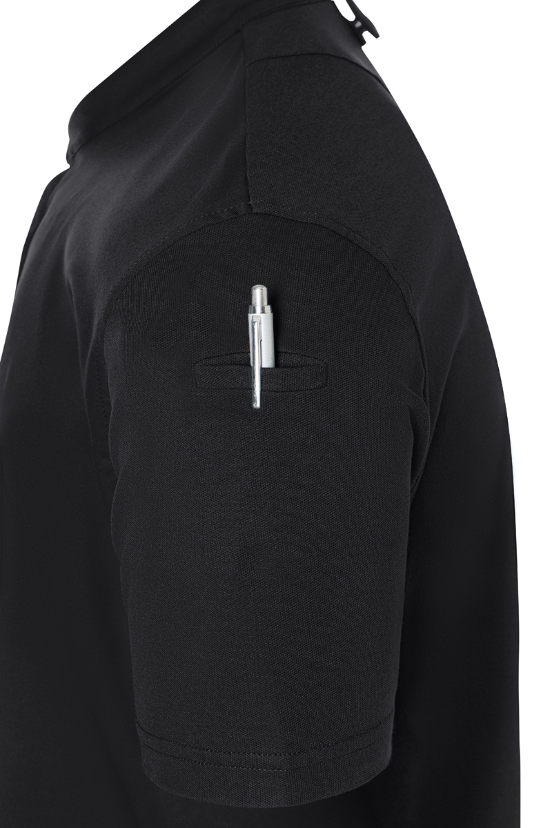 Kochjacke Herren Schwarz – Kurzarm Herrenkochjacke DIAMOND CUT® Avantgarde, Detailansicht
