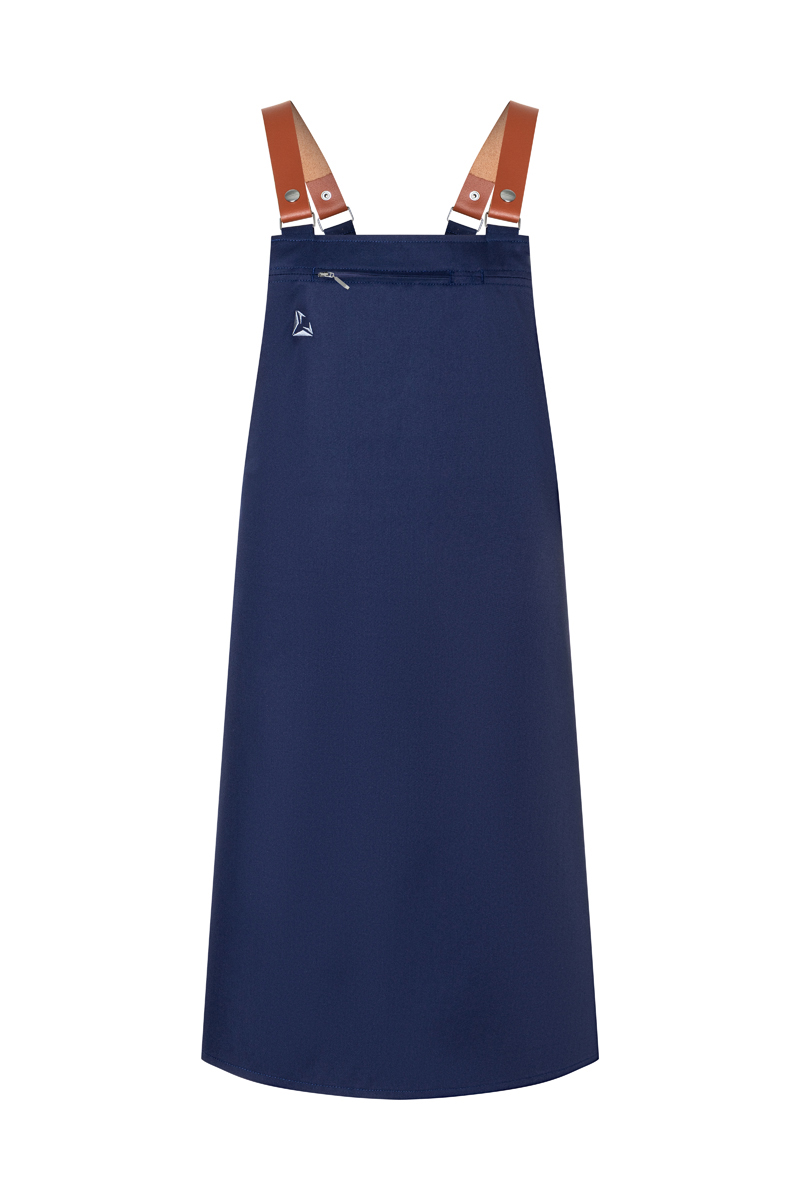 Latzschürze Unisex Marine – Latzschürze DIAMOND CUT® mit Echtlederbändern, Detailansicht