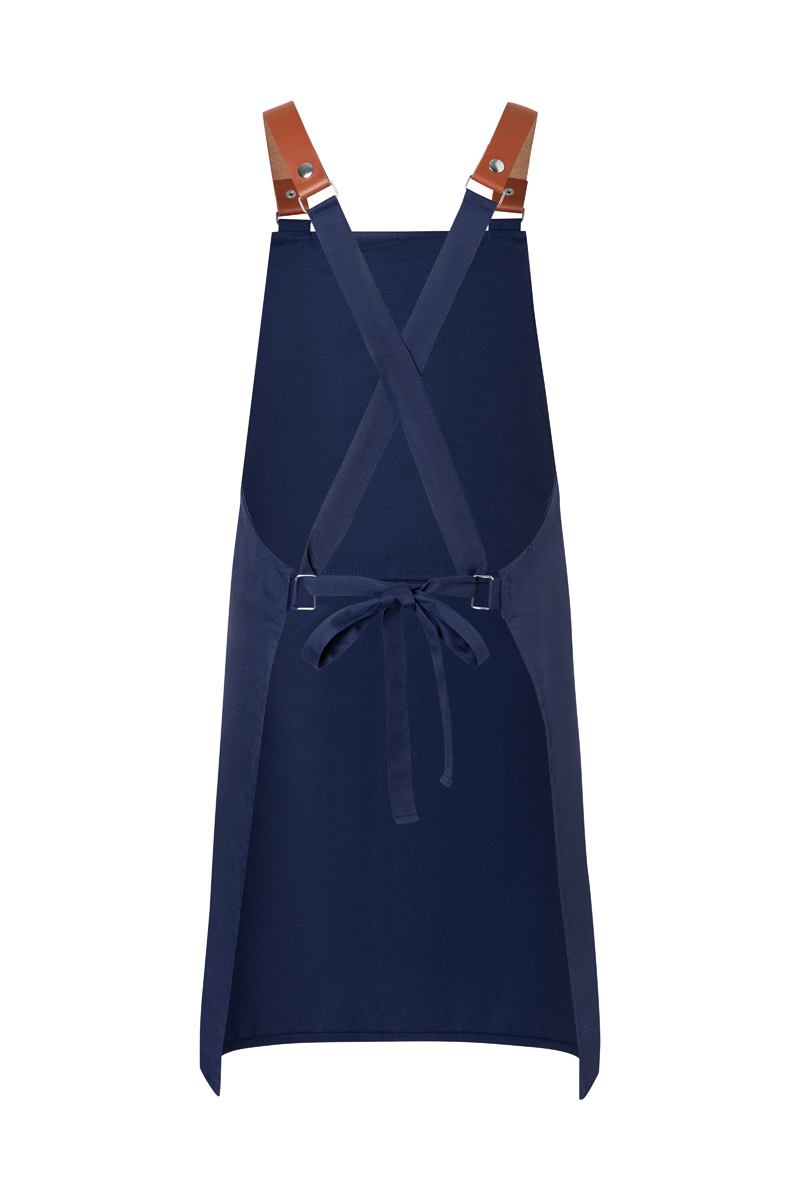 Latzschürze Unisex Marine – Latzschürze DIAMOND CUT® mit Echtlederbändern, Detailansicht