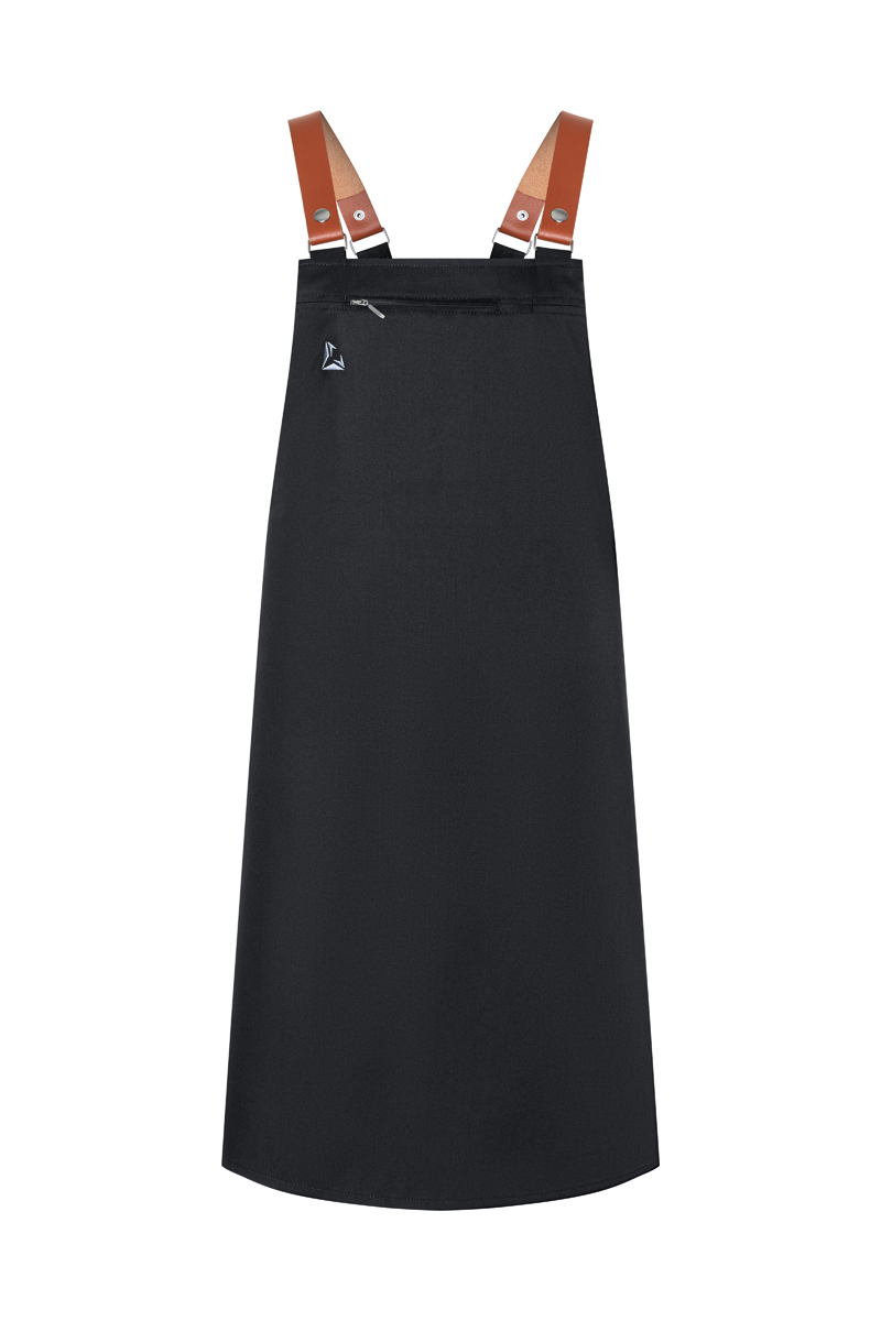 Latzschürze Unisex Schwarz – Latzschürze DIAMOND CUT® mit Echtlederbändern, Detailansicht