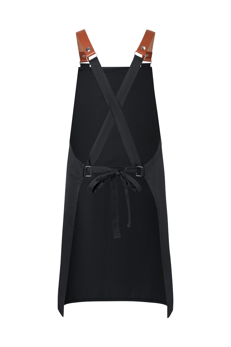 Latzschürze Unisex Schwarz – Latzschürze DIAMOND CUT® mit Echtlederbändern, Detailansicht