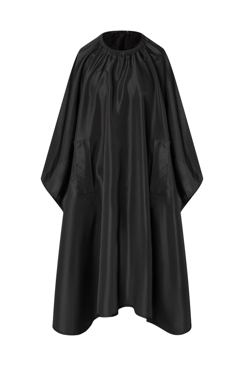 Friseurumhang Unisex Schwarz – Wasserabweisender Schneideumhang mit Handdurchgriffen, Detailansicht
