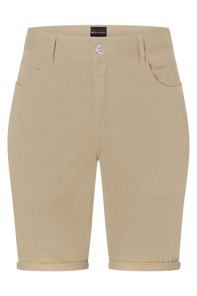 Hose Damen Kieselbeige – Damen 5-Pocket-Shorts Classic-Stretch, Detailansicht