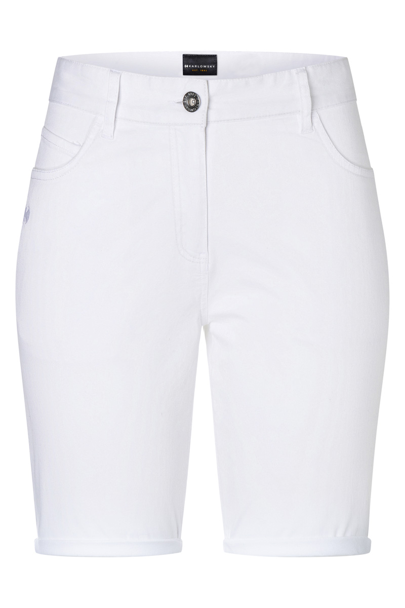 Hose Damen Weiß – Damen 5-Pocket-Shorts Classic-Stretch, Detailansicht