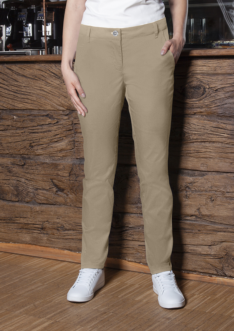 Hose Damen Kieselbeige – Damen 5-Pocket-Hose Classic-Stretch, Detailansicht