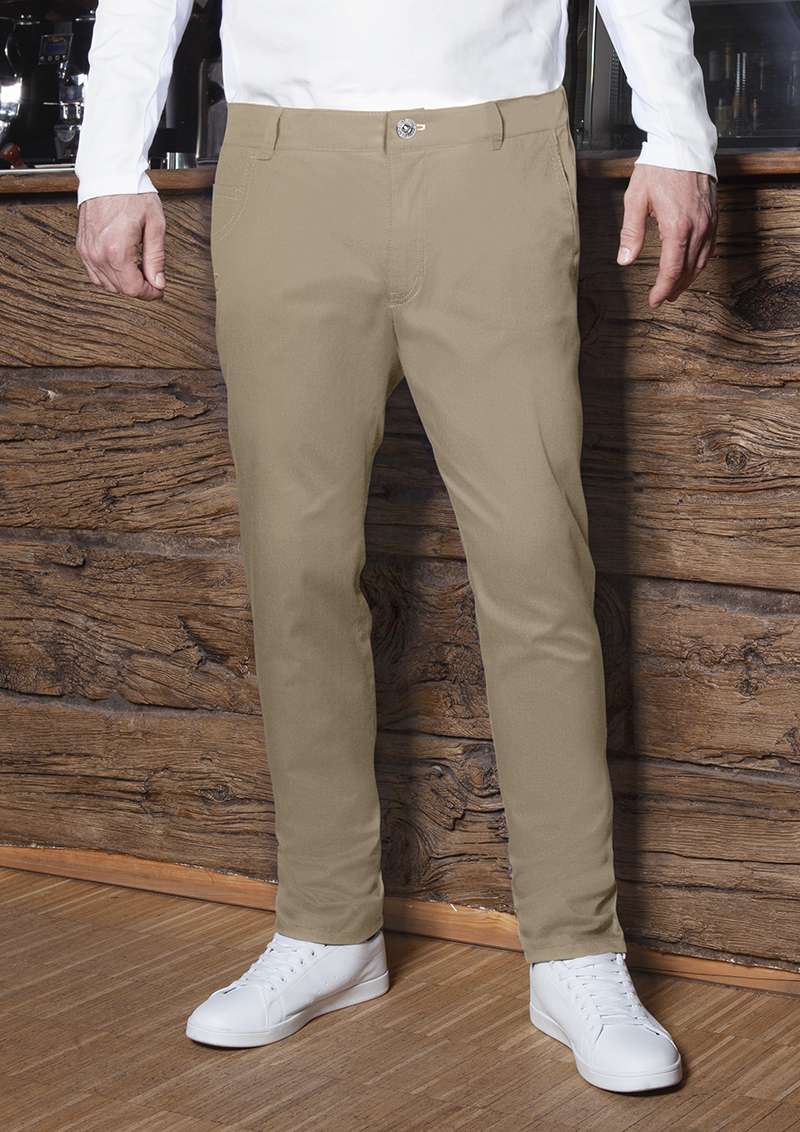 Hose Herren Kieselbeige – Herren 5-Pocket-Hose Classic-Stretch, Detailansicht