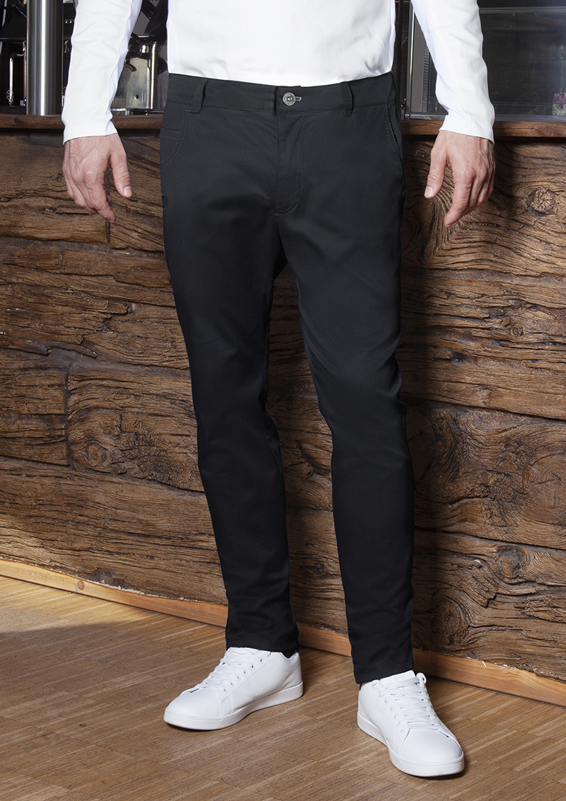Hose Herren Schwarz – Herren 5-Pocket-Hose Classic-Stretch, Detailansicht