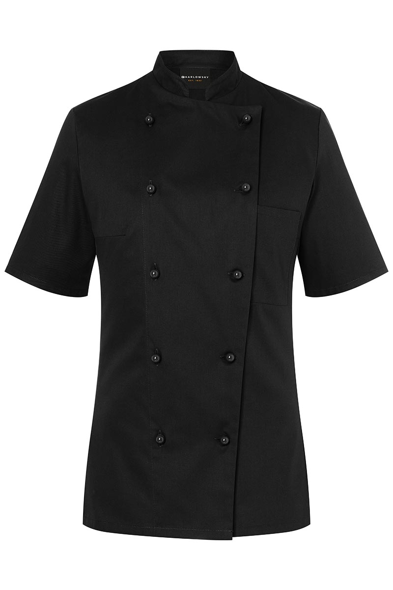 Kochjacke Damen Schwarz – Damenkochjacke Pauline, Detailansicht