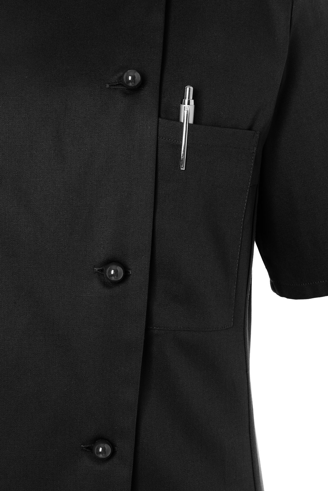 Kochjacke Damen Schwarz – Damenkochjacke Pauline, Detailansicht