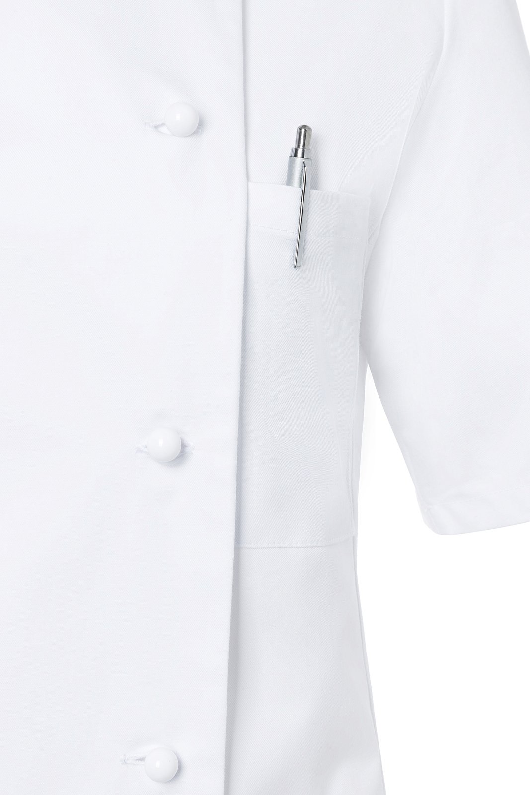 Kochjacke Damen Weiß – Damenkochjacke Pauline, Detailansicht