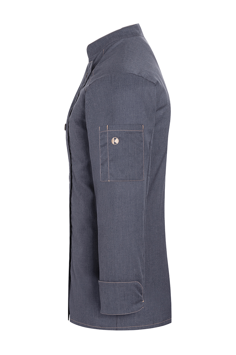 Kochjacke Damen Vintage black – Damenkochjacke Jeans-Style, Detailansicht