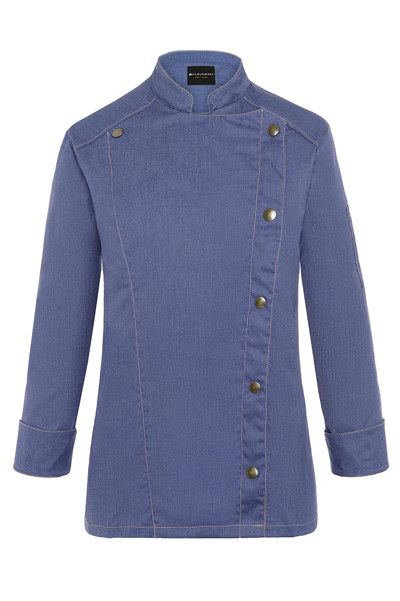 Kochjacke Damen Vintage blue – Damenkochjacke Jeans-Style, Detailansicht