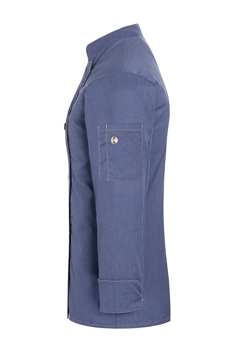 Kochjacke Damen Vintage blue – Damenkochjacke Jeans-Style, Detailansicht