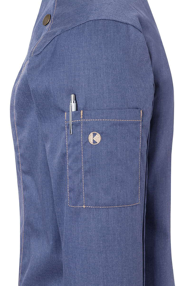 Kochjacke Damen Vintage blue – Damenkochjacke Jeans-Style, Detailansicht