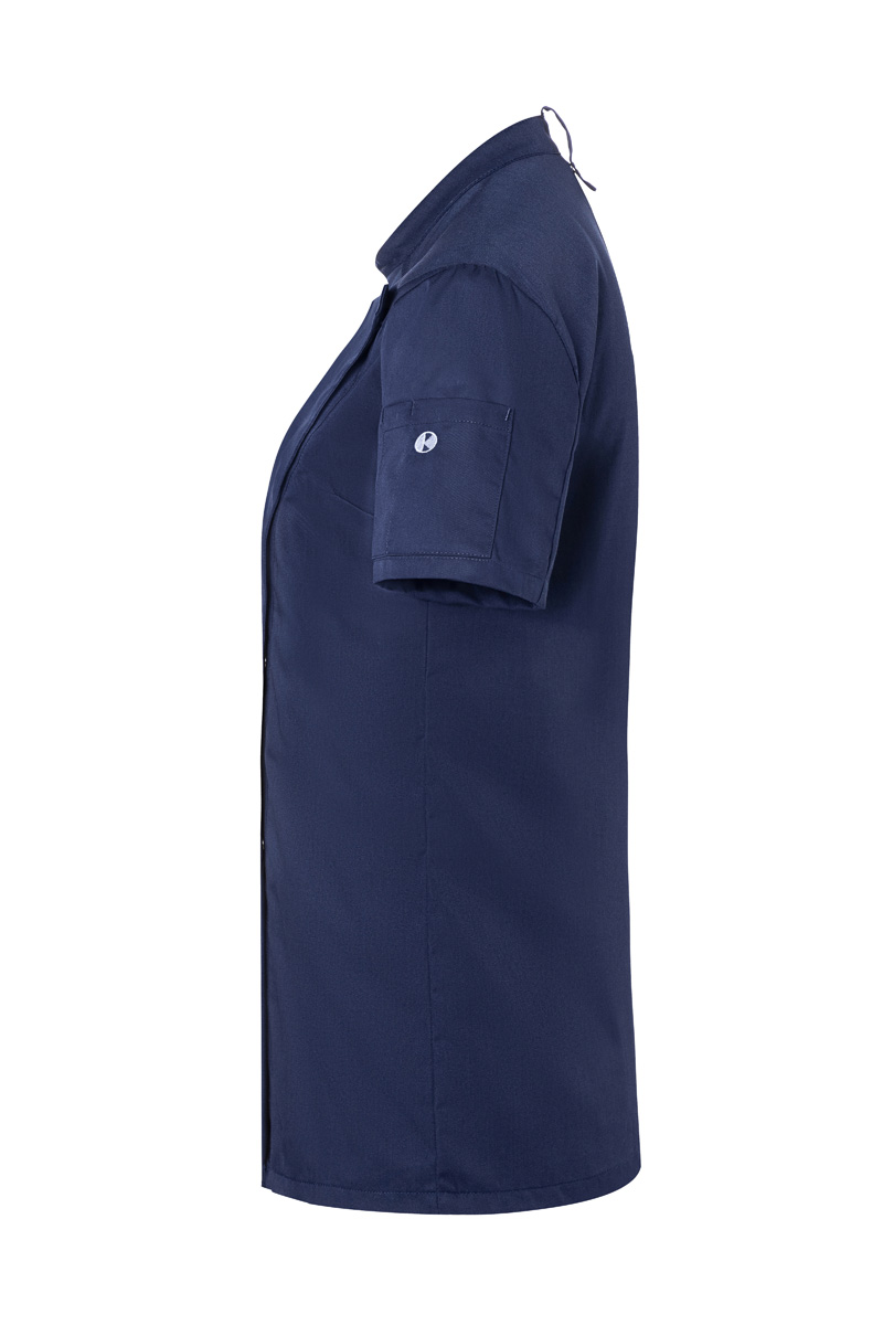 Kochjacke Damen Marine – Kurzarm Damenkochjacke Modern-Look, Detailansicht