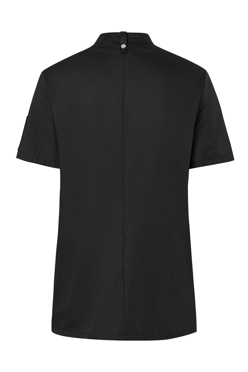 Kochjacke Damen Schwarz – Kurzarm Damenkochjacke Modern-Look, Detailansicht