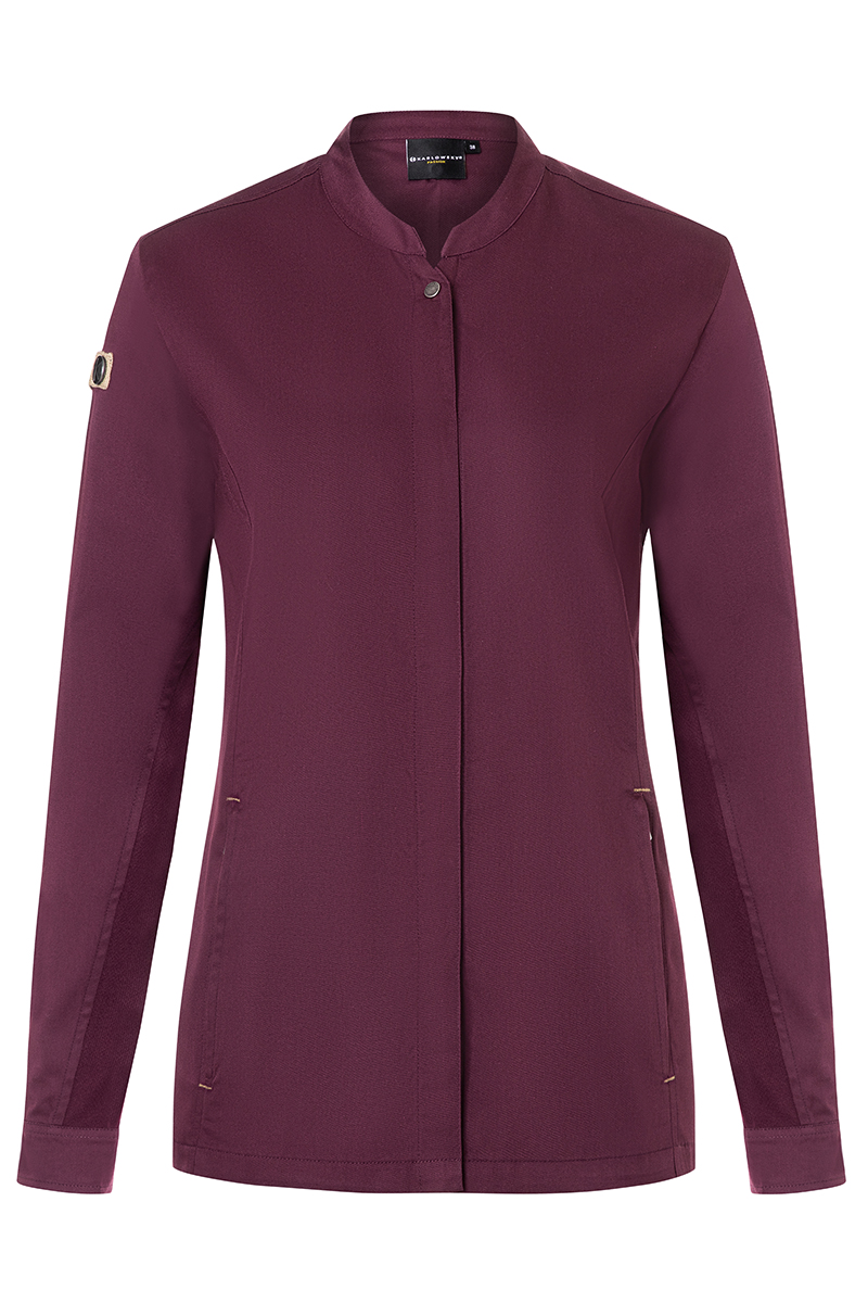 Kochjacke Damen Aubergine – Damenkochjacke Green Generation, Detailansicht