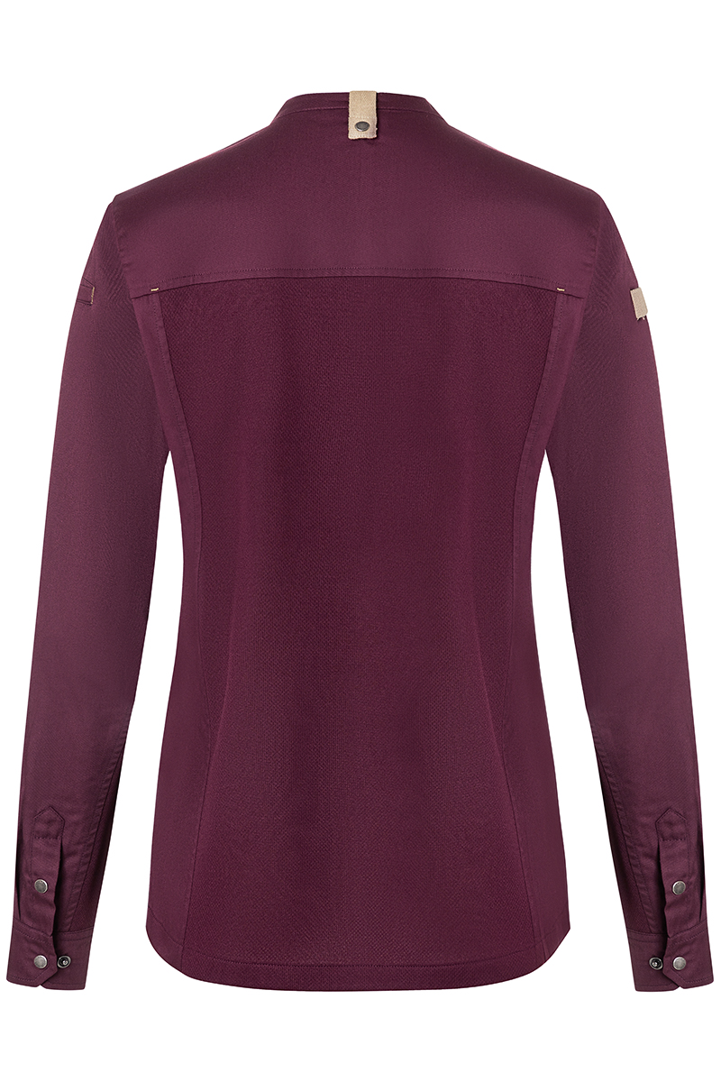 Kochjacke Damen Aubergine – Damenkochjacke Green Generation, Detailansicht