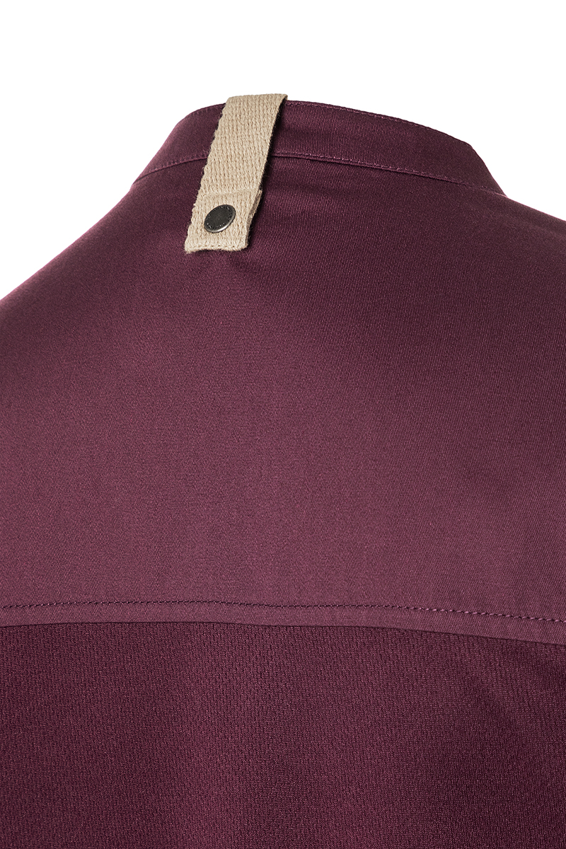 Kochjacke Damen Aubergine – Damenkochjacke Green Generation, Detailansicht