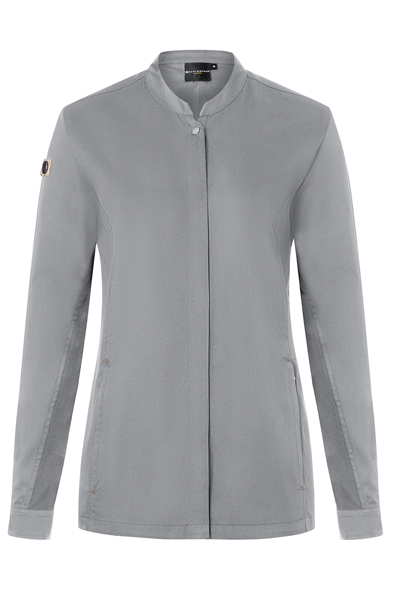 Kochjacke Damen Platingrau – Damenkochjacke Green Generation, Detailansicht