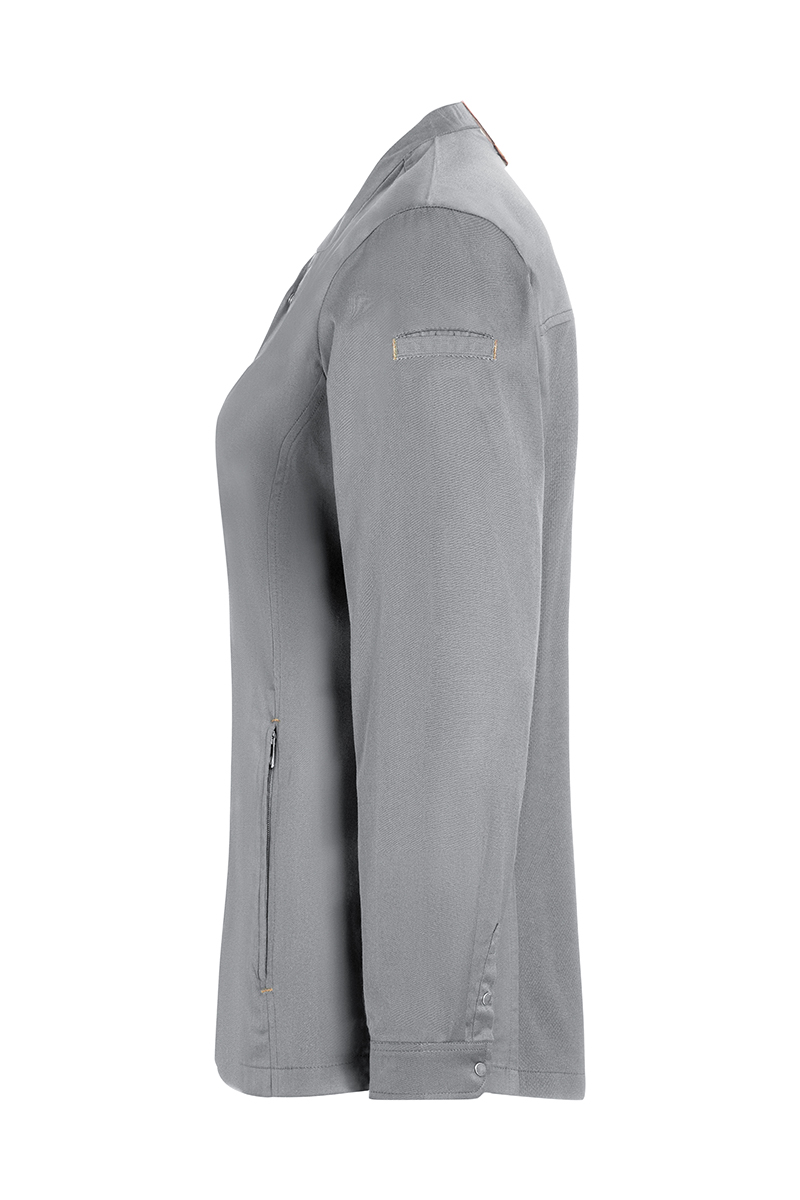 Kochjacke Damen Platingrau – Damenkochjacke Green Generation, Detailansicht