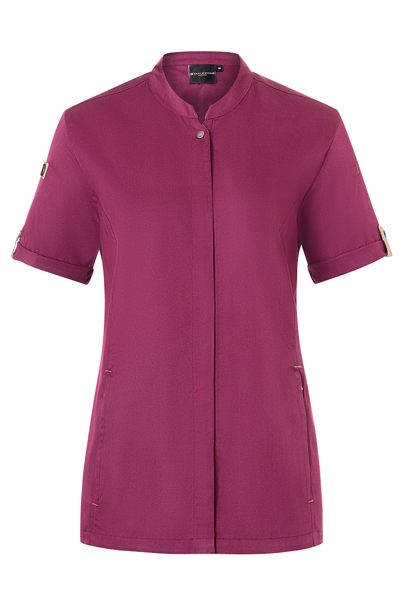 Kochjacke Damen Fuchsia – Kurzarm Damenkochjacke Green-Generation, Detailansicht