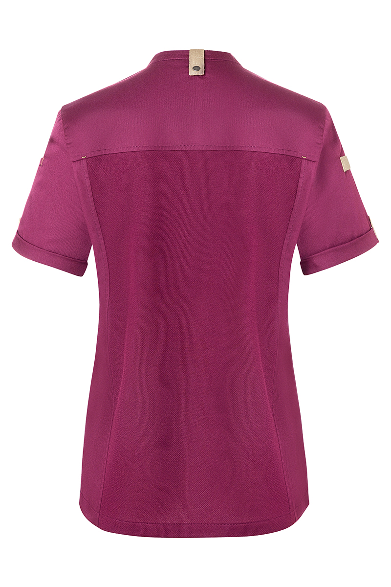 Kochjacke Damen Fuchsia – Kurzarm Damenkochjacke Green-Generation, Detailansicht