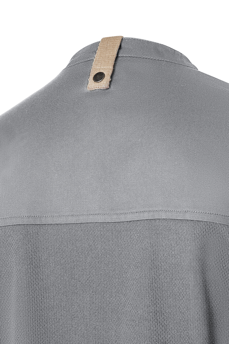 Kochjacke Damen Platingrau – Kurzarm Damenkochjacke Green-Generation, Detailansicht