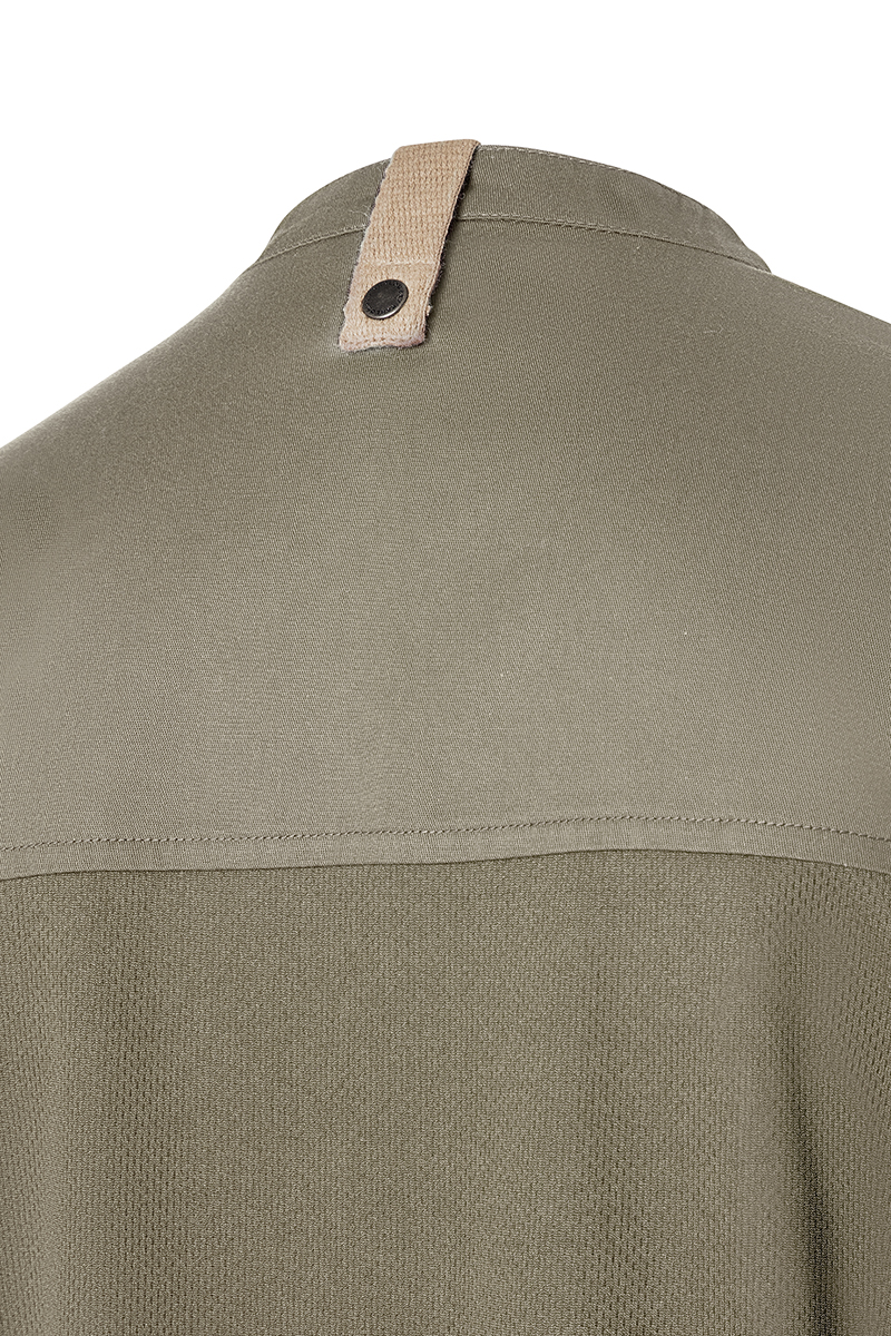 Kochjacke Damen Salbei – Kurzarm Damenkochjacke Green-Generation, Detailansicht