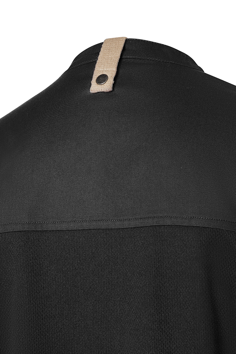 Kochjacke Damen Schwarz – Kurzarm Damenkochjacke Green-Generation, Detailansicht