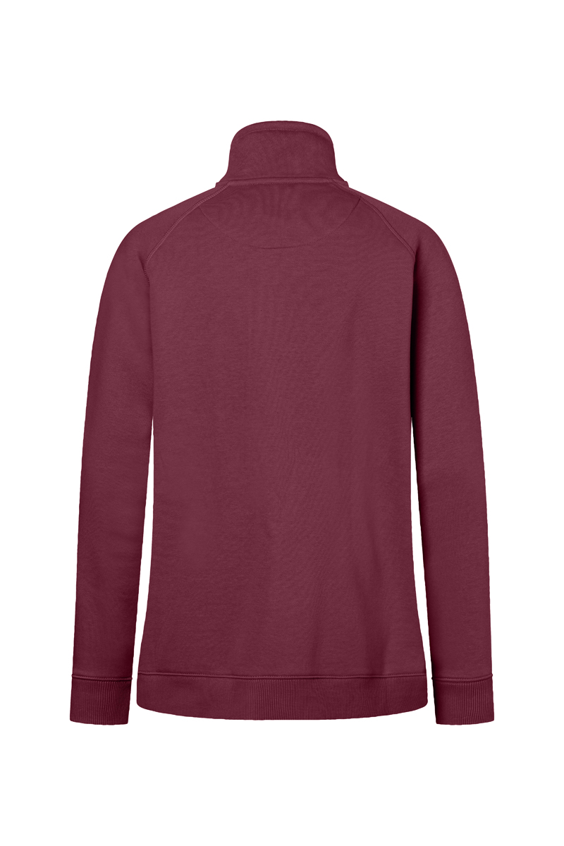 Sweatjacke Damen Aubergine – Damen Workwear Sweatjacke Soft-Face, Detailansicht