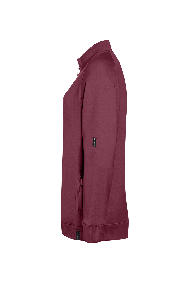 Sweatjacke Damen Aubergine – Damen Workwear Sweatjacke Soft-Face, Detailansicht