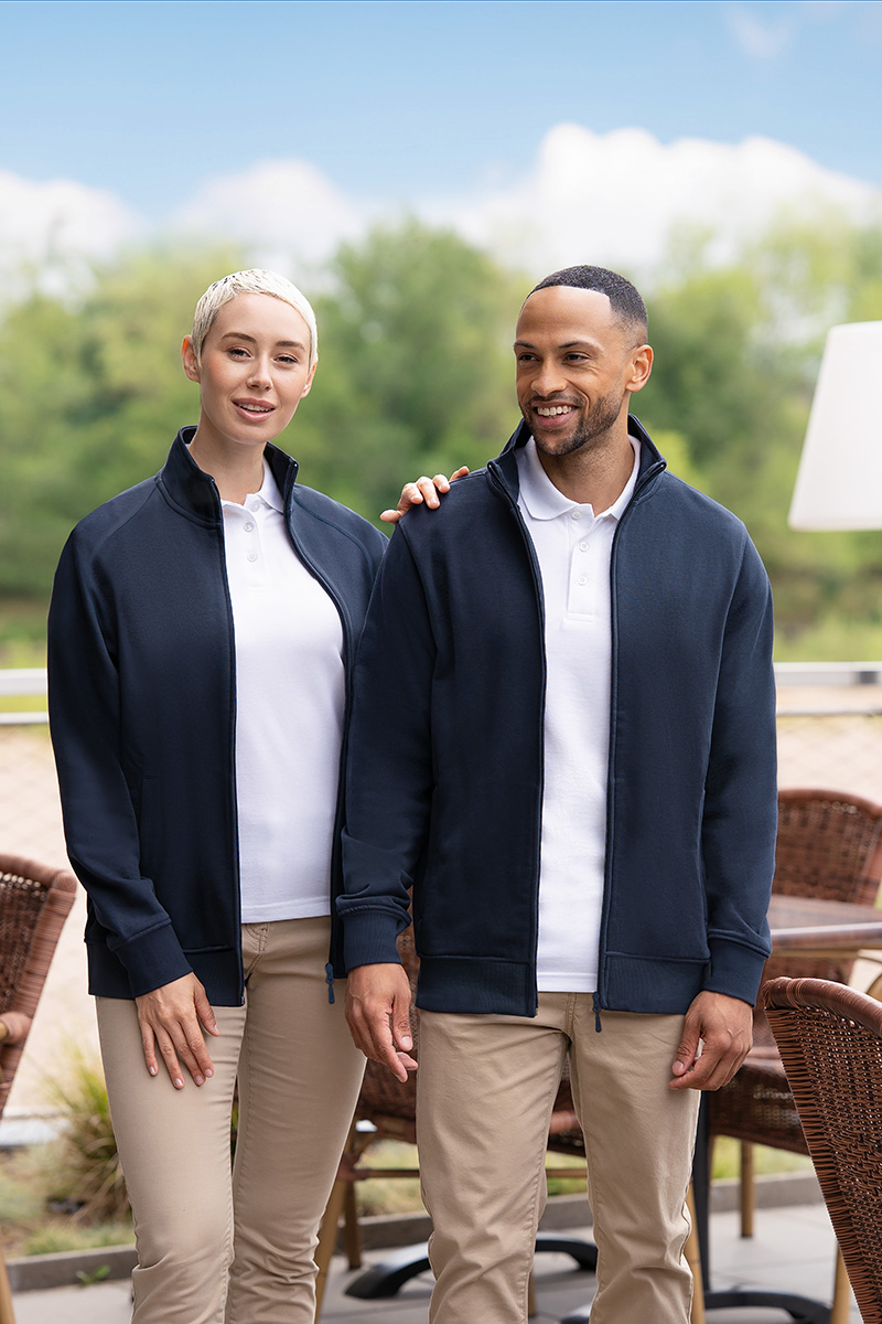 Sweatjacke Damen Marine – Damen Workwear Sweatjacke Soft-Face, Detailansicht