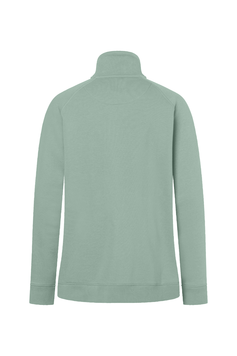 Sweatjacke Damen Pistaziengrün – Damen Workwear Sweatjacke Soft-Face, Detailansicht