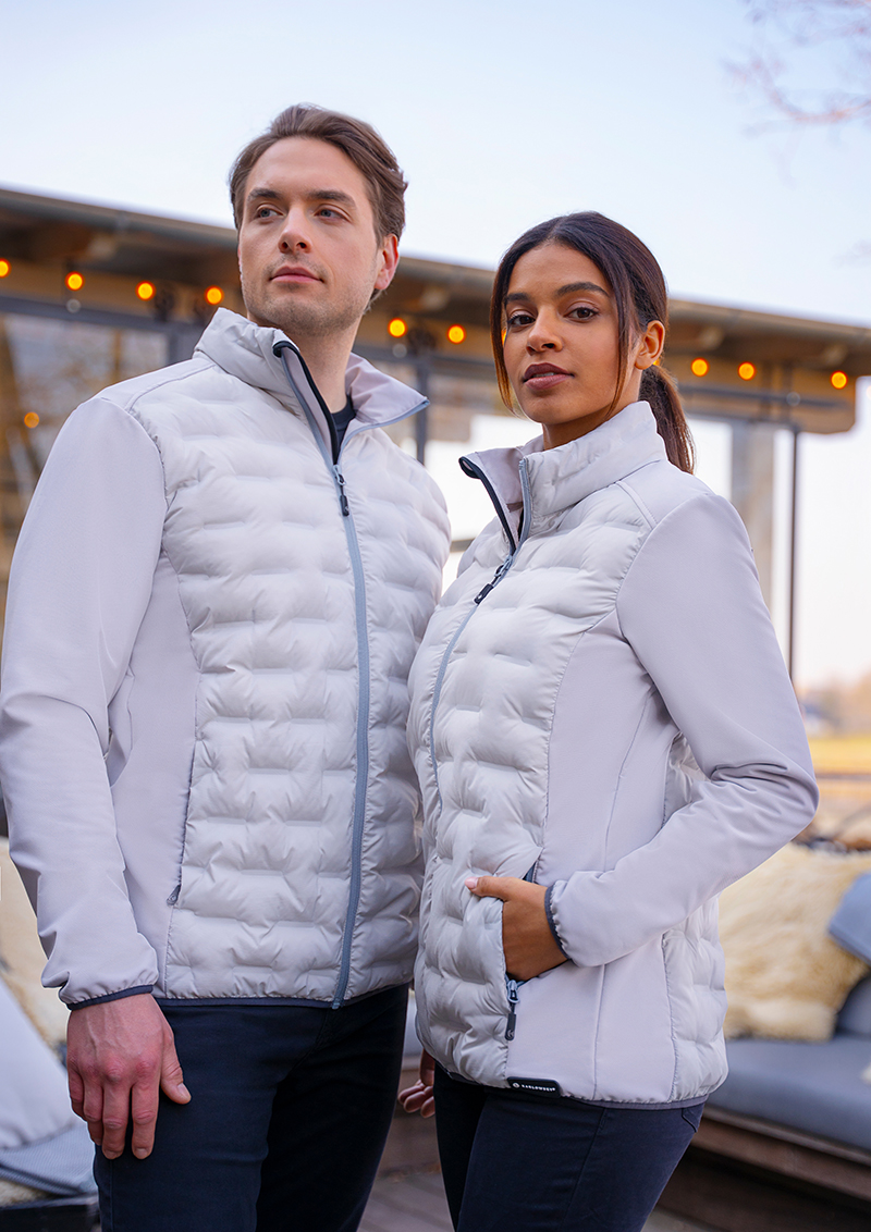 Jacke Damen Hellgrau – Damen Hybrid-Jacke Outdoor-Pro, Detailansicht