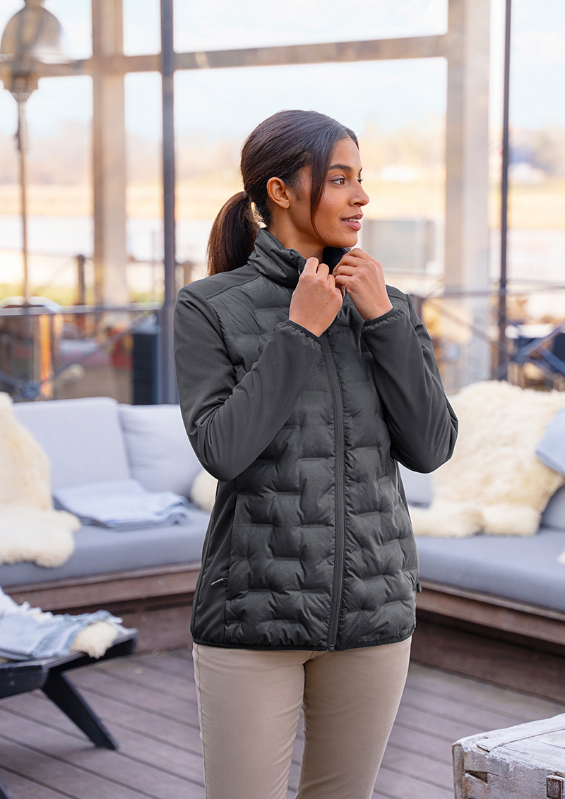 Jacke Damen Schwarz – Damen Hybrid-Jacke Outdoor-Pro, Detailansicht